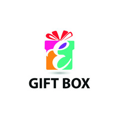 Colorful Gift box with initial T letter logo concept. Gift store/shop logo template