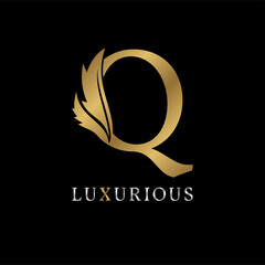 letter Q floral decorative luxurious alphabet for bridal, wedding, beauty care logo, personal branding image, make up artist,eye lash, nail art or any other royal brand and company