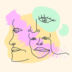 abstract doodle face contemporary emotional line art decoration for web or print element