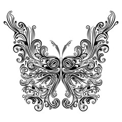 The zentangle butterfly with the big wing for the tattoo inspiration