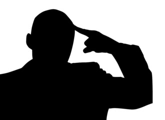 頭を指差す男性シルエット