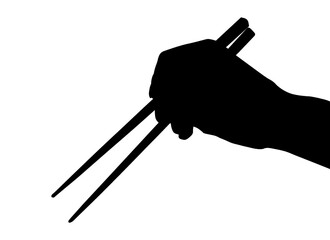 箸を持つ手シルエット