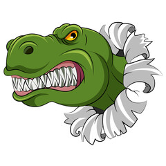 The green dinosaur with the sharp teeth out from the hole walls