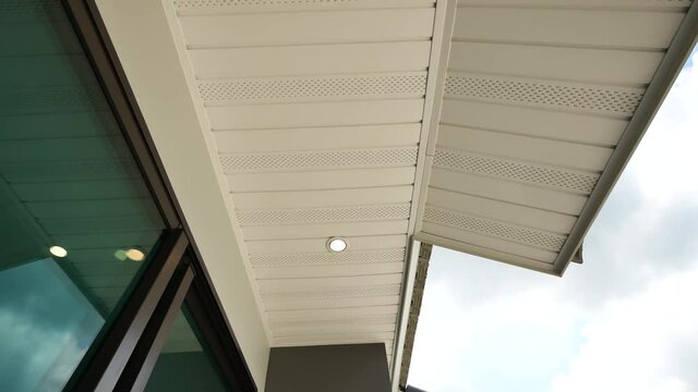 Close Up Footage of White Wooden Ceiling