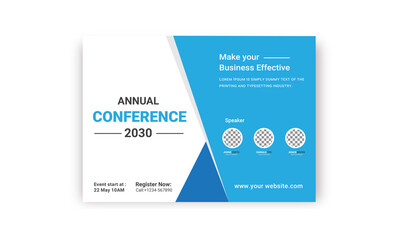 Horizontal business flyer  blue template 