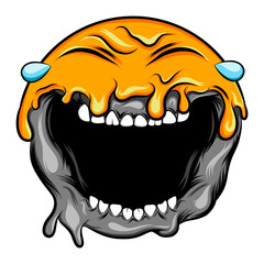 The emoticon with the big laugh of the crying sun for the drawing inspiration