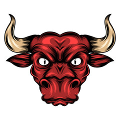 The angry red bull with the long horn for the drawing inspiration