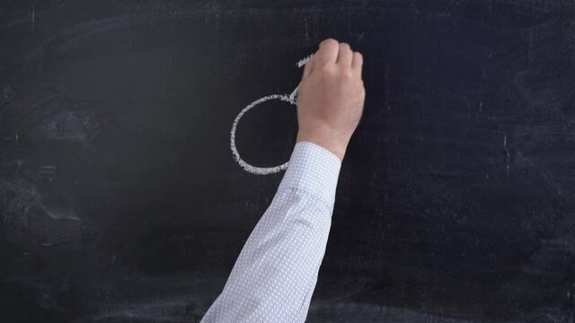 The teacher draws a gender equality symbol on the blackboard