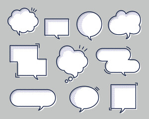 ドット柄のあるポップな吹き出し素材セット