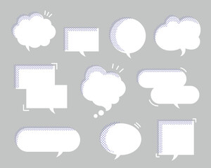 ドット柄のあるポップな吹き出し素材セット