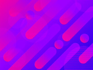 Gradient abstract geometric background with spherocylinder (capsule shape) and circle in pink-blue colors. For wallpaper, background, backdrop, printed, or web design artwork. Vector illustration.