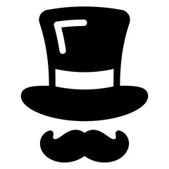 
Moustache with lords hat, solid icon of hat and mustache 
