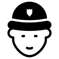 
Royal security gendrame, solid icon of british police officer 
