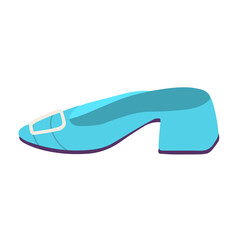 Blue sandals with low heels. Fashionable Women's shoes.Vector illustration