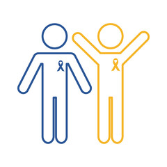 people figures with down syndrome campaign ribbons line style icon
