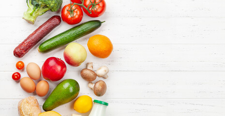 Various food. Vegetables, fruits and bread