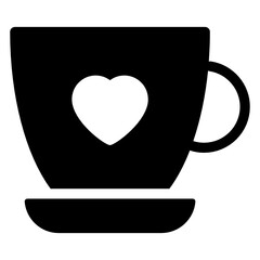 
A tea cup with love tea icon in solid style 
