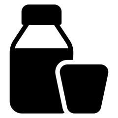 
Fresh dairy product, solid icon of milk bottle 
