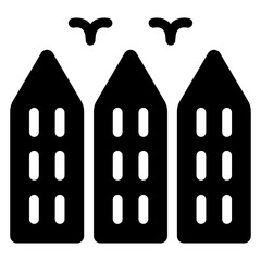 
Amsterdam architecture icon in solid design 
