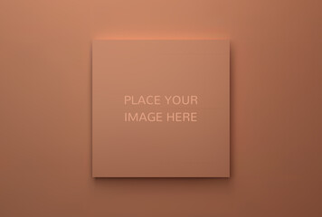 Square brochure mockup. Blank sheet of paper. Element for advertising and promotional message. 3d vector illustration for your design.