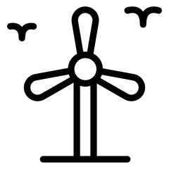 Obraz premium Windmill icon in solid style, wind turbine 