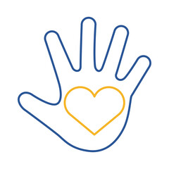 down syndrome hand painted with heart line style icon