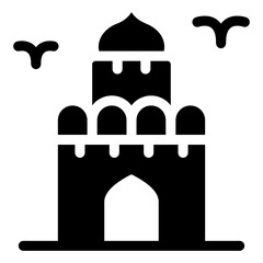 
Icon of taj mahal in editable filled style 

