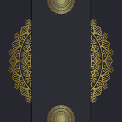 Luxury gold mandala ornate background for wedding invitation, book cover with mandala element style premium vector