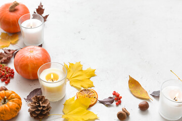 Obraz na płótnie Canvas Beautiful autumn composition on white background