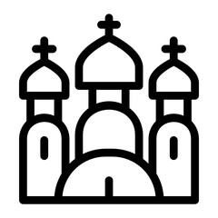 
Russian historic saint building, basil cathedral icon in solid design 
