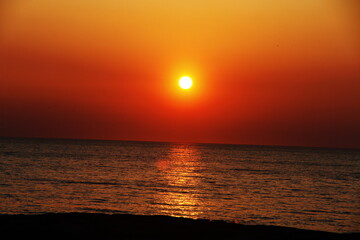 sunset time in Livorno sea-side , Italy