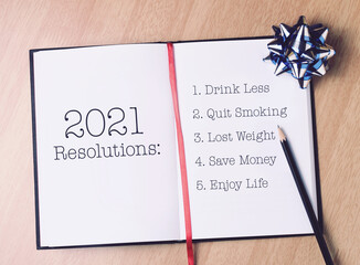 Resolutions 2021 with beautiful decoration.