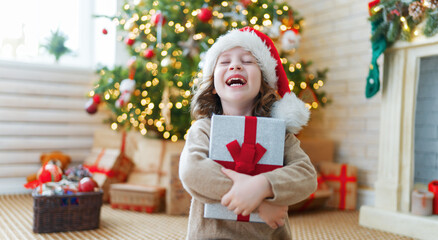 girl with Christmas gift