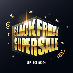 Abstract vector black friday sale text background. For art template design