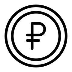 
Russian currency, ruble coin in solid icon
