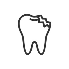 Ill broken tooth, cute vector icon illustration. Line style isolated image