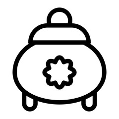 
A russian potion cauldron, cooking pot in editable style 
