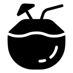 
Tropical beach side refreshing drink, solid style icon of coconut water 
