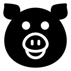 
Wildlife animal mascot, solid icon of pig 
