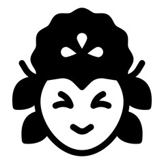 
Philippines girl with high bun icon in solid design 
