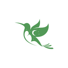 simple modern flying humming bird with negative space sleeping person vector icon
