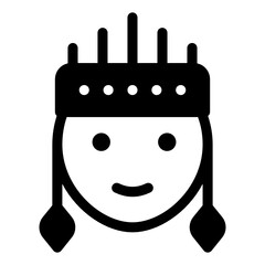 
Philippines girl with high bun icon in solid design 
