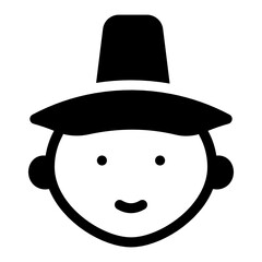 
Philippines girl with high bun icon in solid design 
