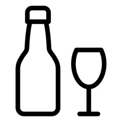
Wine drink bottle with glass, alcoholic beverage solid icon
