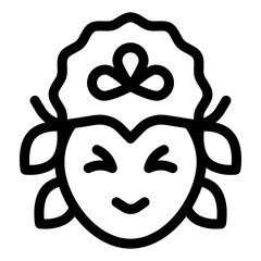 
Philippines girl with high bun icon in solid design 

