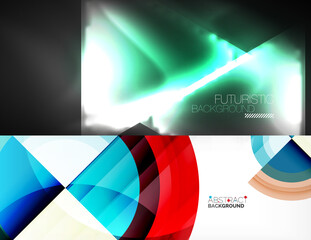 Set of two minimal geometric abstract backgrounds. Vector illustration for covers, banners, flyers and posters and other designs