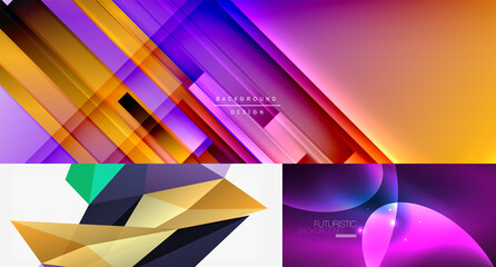 Collection of minimal geometric abstract backgrounds. Vector illustration for covers, banners, flyers and posters and other designs