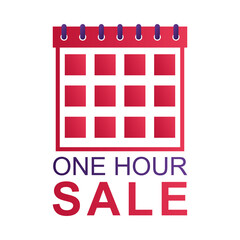 one hour sale countdown badge with calendar