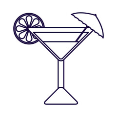 tropical cocktail cup with umbrella line style icon