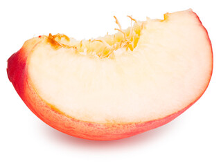 cut of peach fruit isolated on white background. full depth of field